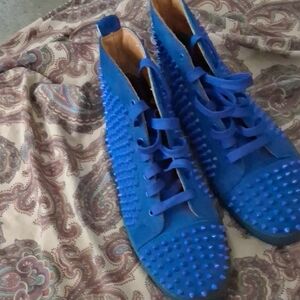 Bold Blue Spiked High-Top Sneakers